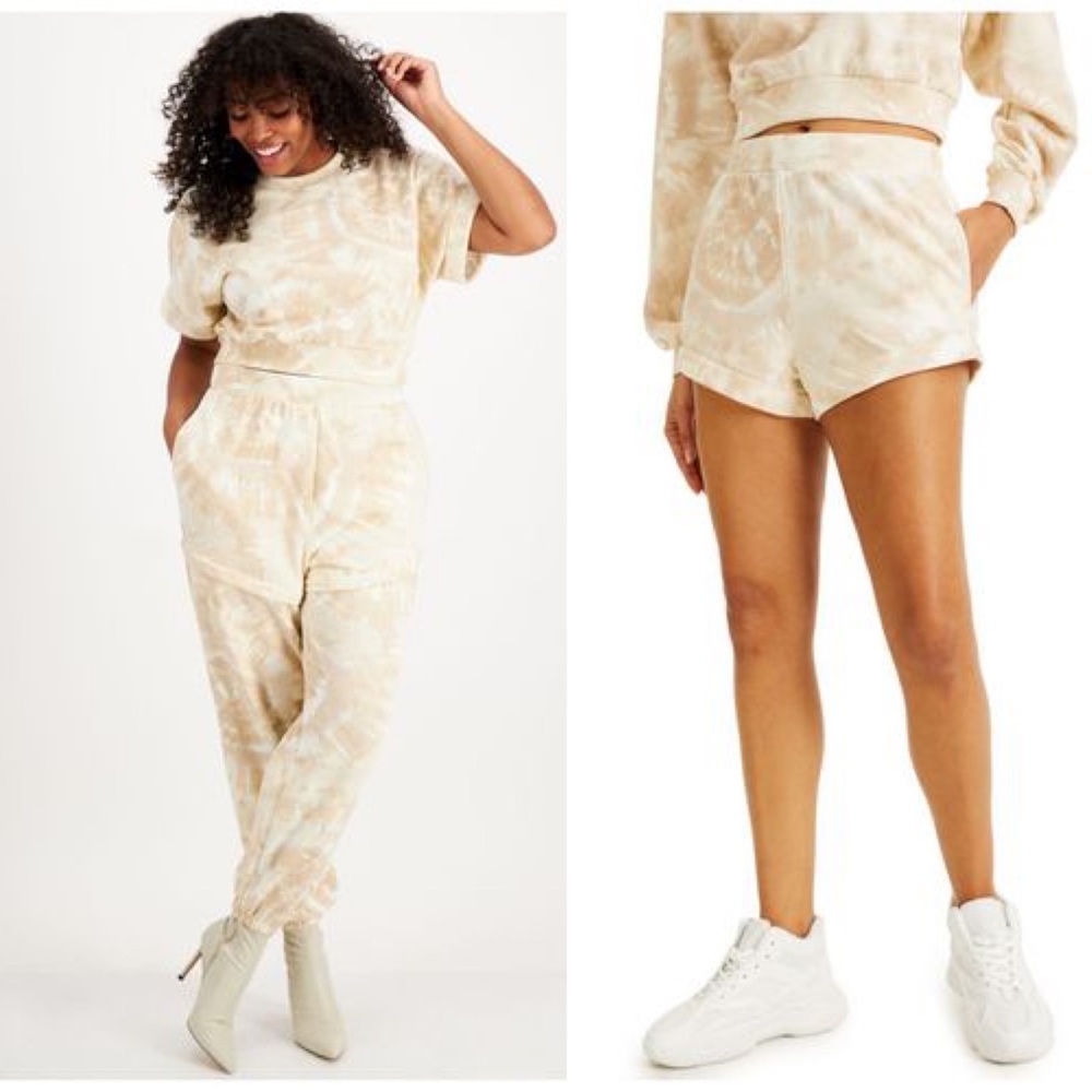SET BUNDLE: YELLOW Convertible Tie Dye Camo Sweatpants and Sweatshirt Set